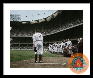 Babe Ruth The Sultan Of Swat Retires At Yankee Stadium Colorized Framed Print By Wingsdomain Art And Photography