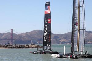 Americas Cup In The San Francisco Bay - Oracle Team USA 4 And Koreas White Tiger . By Wingsdomain.com Art And Photography