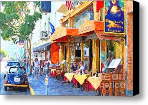 Limited Time Offer . San Francisco North Beach Outdoor Dining . Gliclee Print On Canvas . By Wingsdomain.com Art And Photography